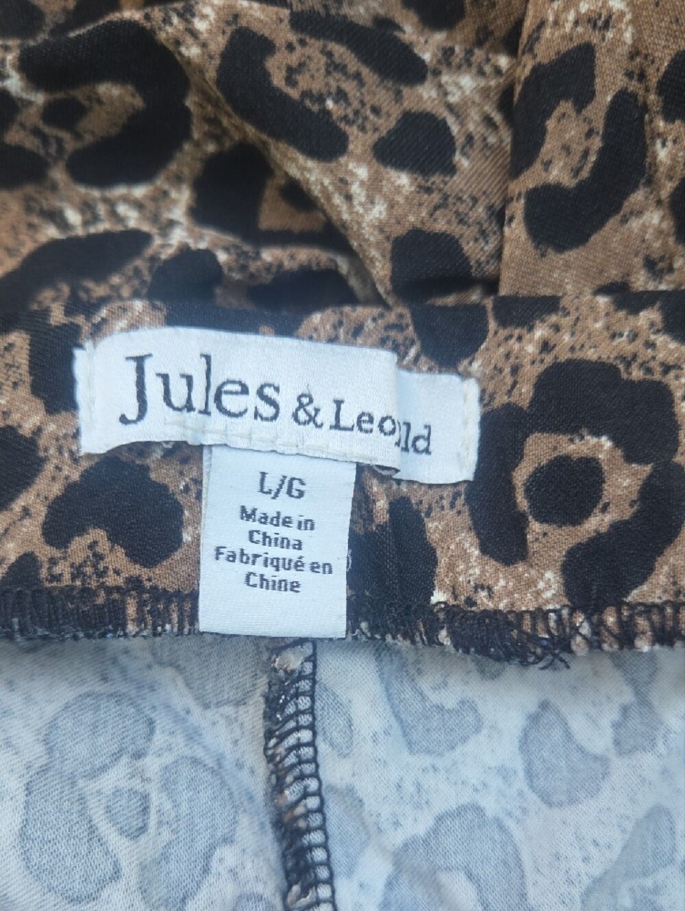 Jules & Leopold Leopard Print Trousers Taupe Black Stretchy - Picture 4 of 4